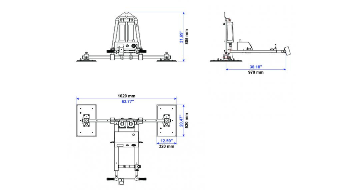 AVLP2PRO-500 Vacuum Lifter, Pads Rotate 90