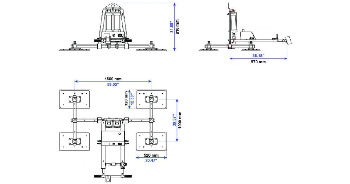 Aardwolf AVLP4 PRO Four Pad 1000kg and 500L Vacuum lifter