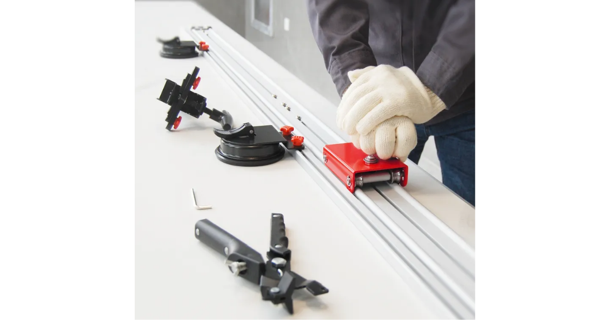 Pearl Cutting System in Action Gloved man using system with all parts shown
