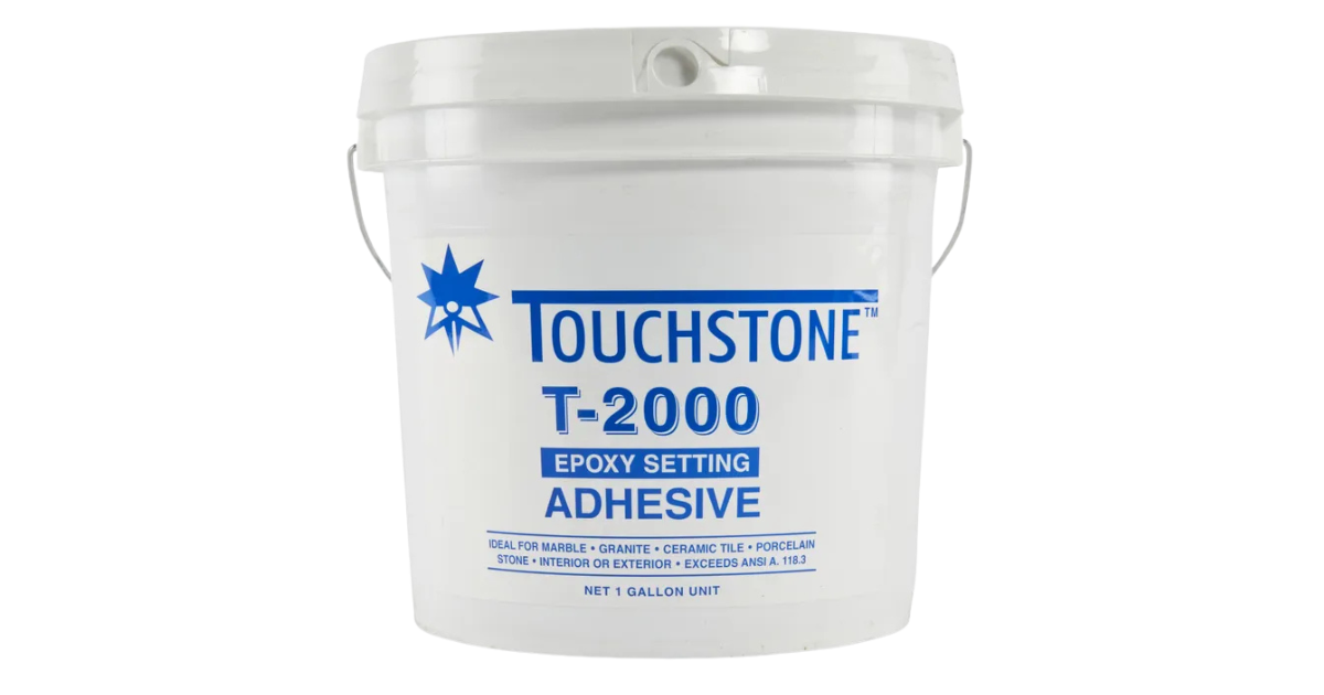 Front View of the 1 Gallon Bucket of Touchstone T-2000 Epoxy Setting Adhesive.