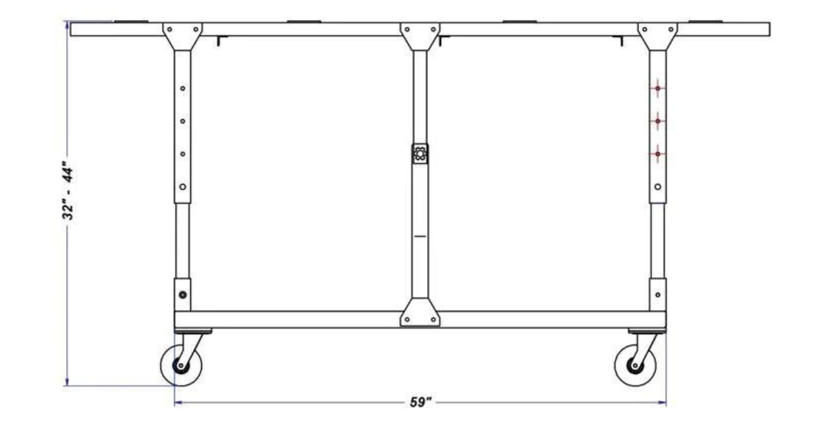 WEHA 27″ Adjustable Height Galvanized Work Table With 4 Stabilizers