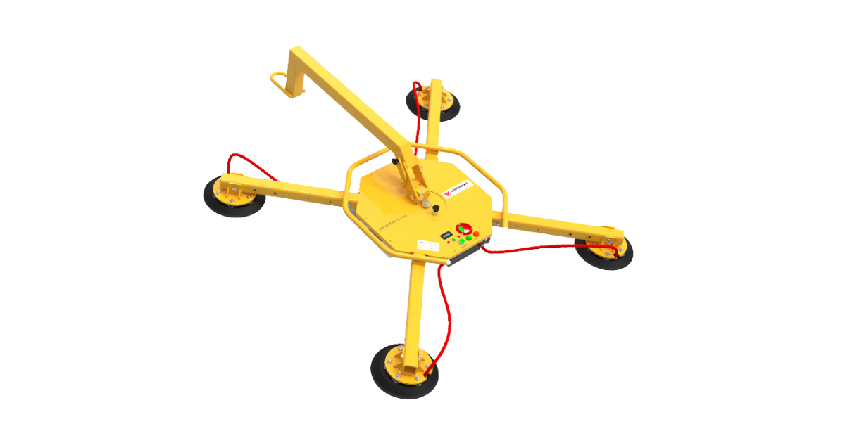 Aardwolf ARGL-500DC Glass lifter from the top left view showing the control panel and attachment arm