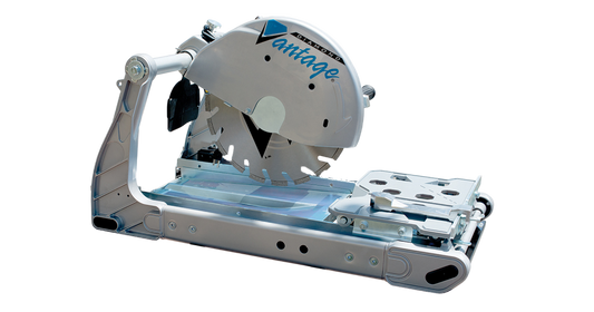 The Diamond Vantage MDE350 is a dry masonry saw that has a 14 inch blade and a 3 horsepower motor. It can be used for cutting brick, block, and other general purpose applications.