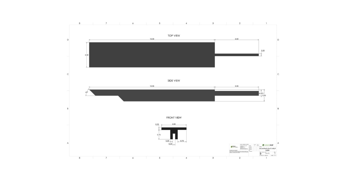 CarbonBar 12" Floating Flat Shelf - Sleek (2-pack)