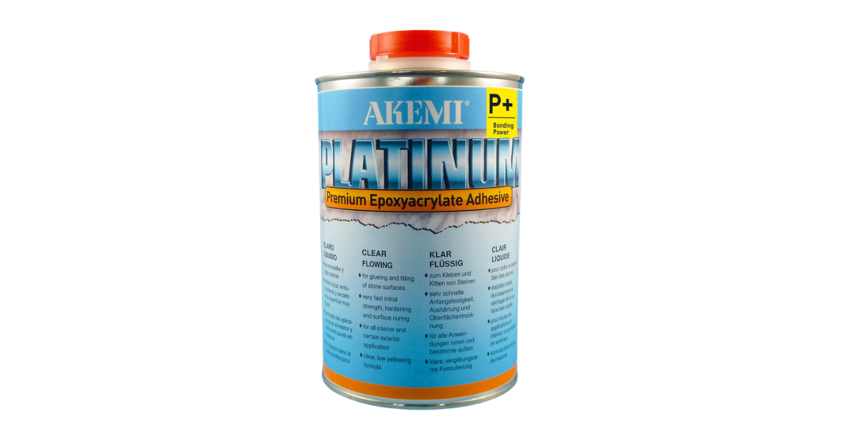 Can of Akemi Platinum Premium Epoxyacrylate Adhesive on a white background