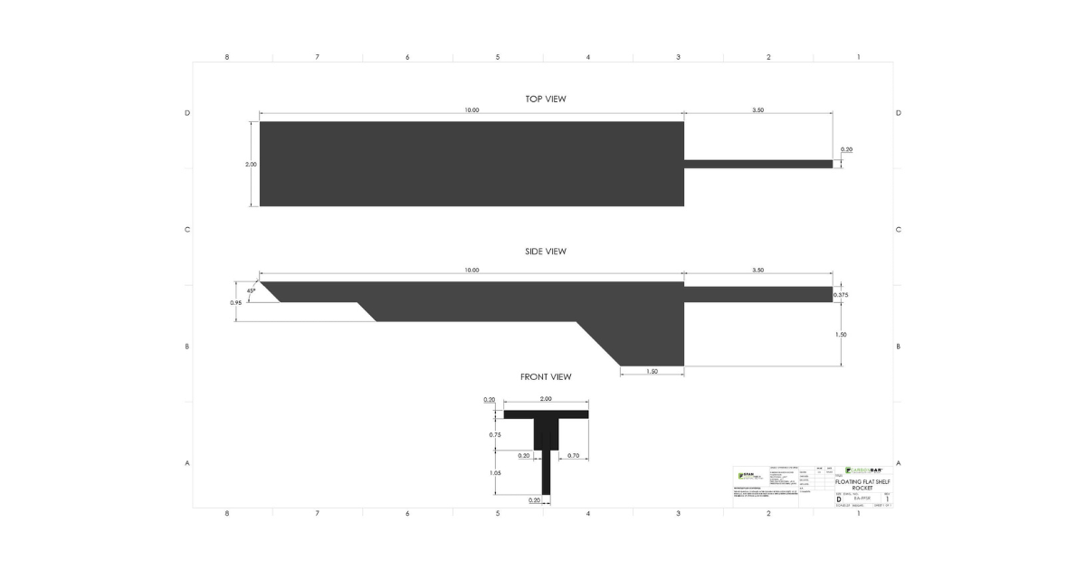 CarbonBar 12" Floating Flat Shelf - Rocket (2-Pack)