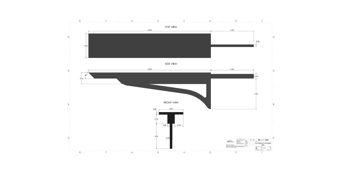 CarbonBar 12" Floating Flat Shelf - Bell (2-pack)