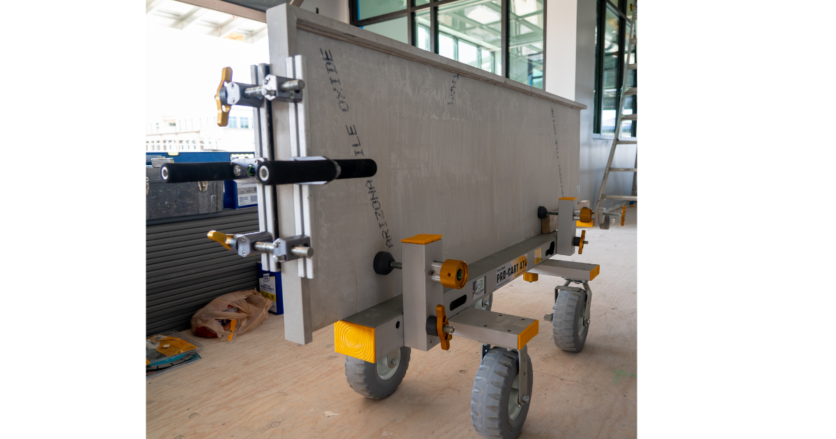 Omni Cubed Pro-Cart AT4 shown loaded with large slab and ready to transport