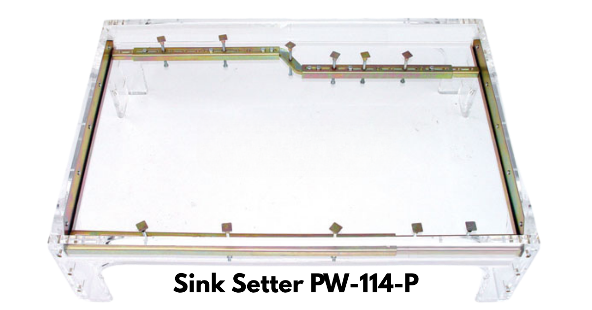 Sink Setter 114P looking down upon installed in an acrylic base for visibility