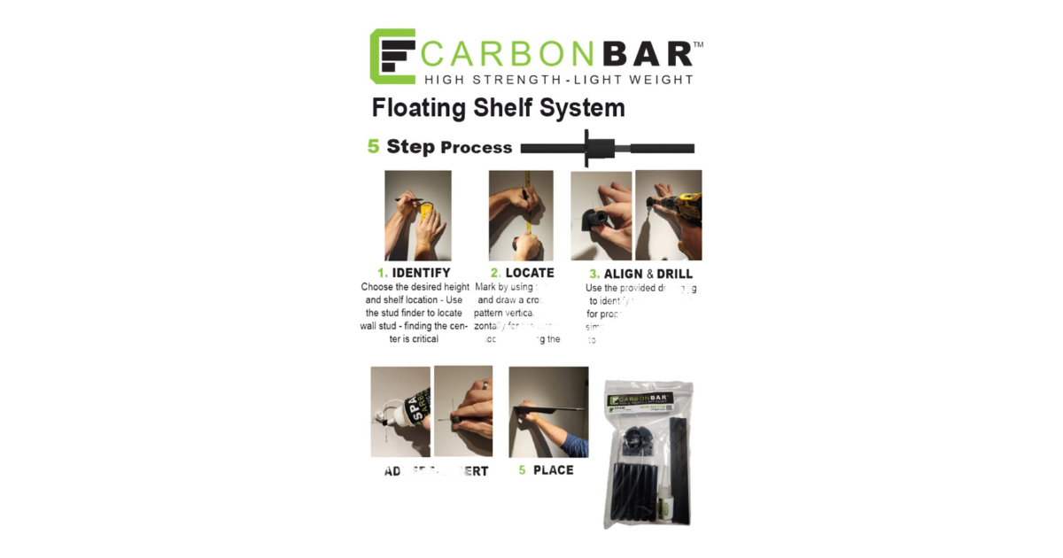 CarbonBar 12" Floating Flat Shelf - Bell (2-pack)