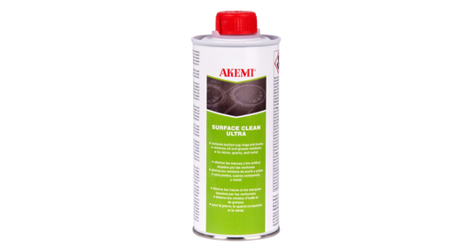 Akemi Surface Clean Ultra – 250ml mostly white can with red safety cap and Red Akemi logo, green with white writing with product details