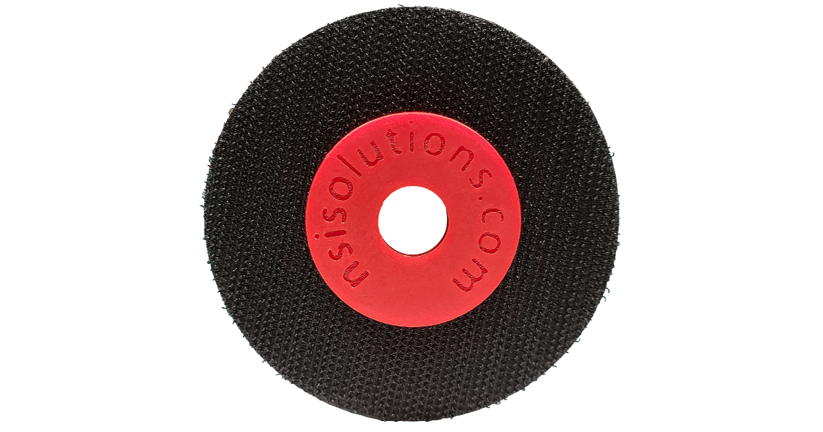 NSI SL3 3", H&L CTR Hub Backer Black disc with red center with nsisolutions.com marking faced forward on transparent background