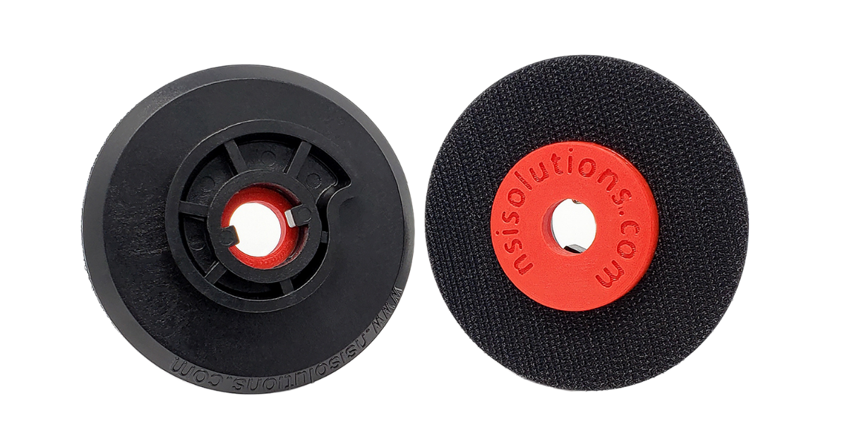 NSI SL3 3", H&L CTR Hub Backer Black disc with red center with nsisolutions.com marking front and back