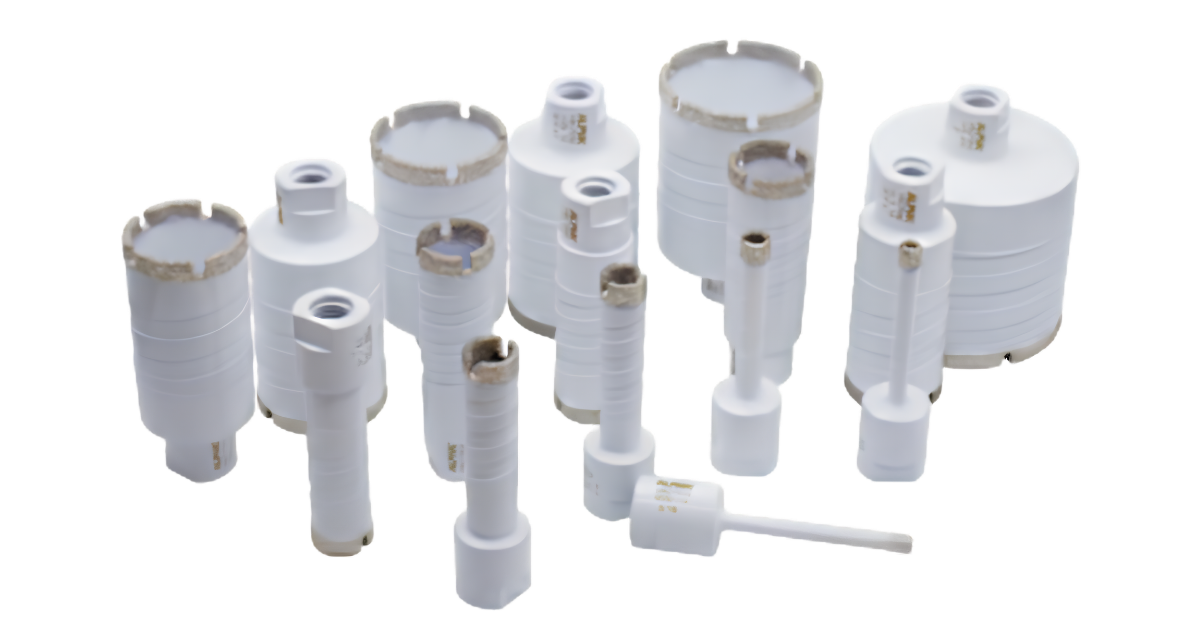 Alpha Vacuum-Brazed Core Bits Grouped together, 16 White bits 