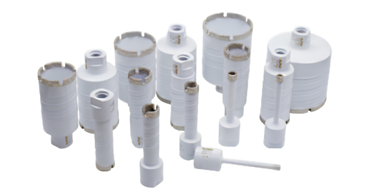 Alpha Vacuum-Brazed Core Bits Grouped together, 16 White bits 