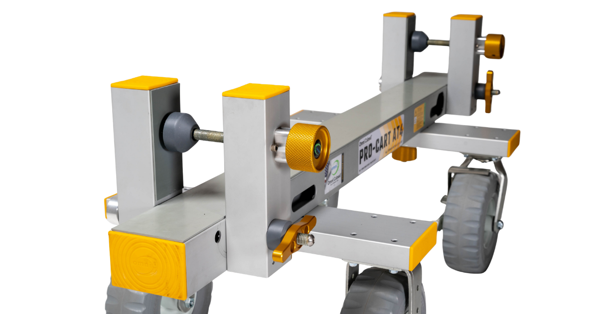 Omni Cubed Pro-Cart AT4 angled view showing close up of adjustable clamps