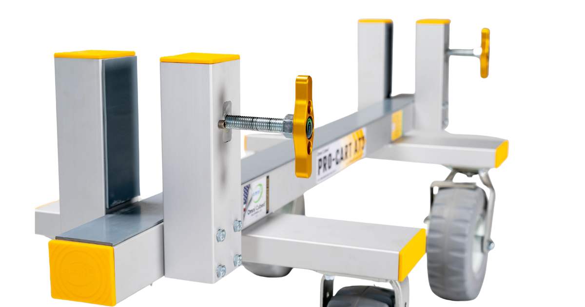 Omni Cubed Pro-Cart AT3 close up on the adustable clamp angled view