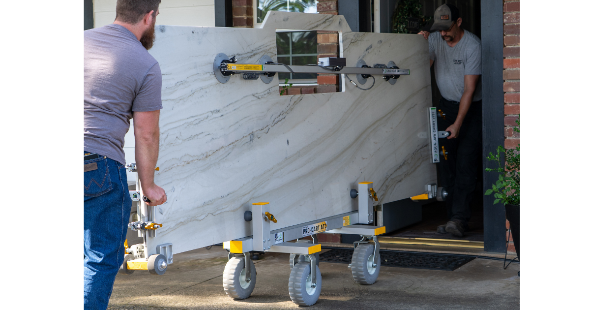 Omni Cubed Pro-Cart AT3  with 2 men moving material into home