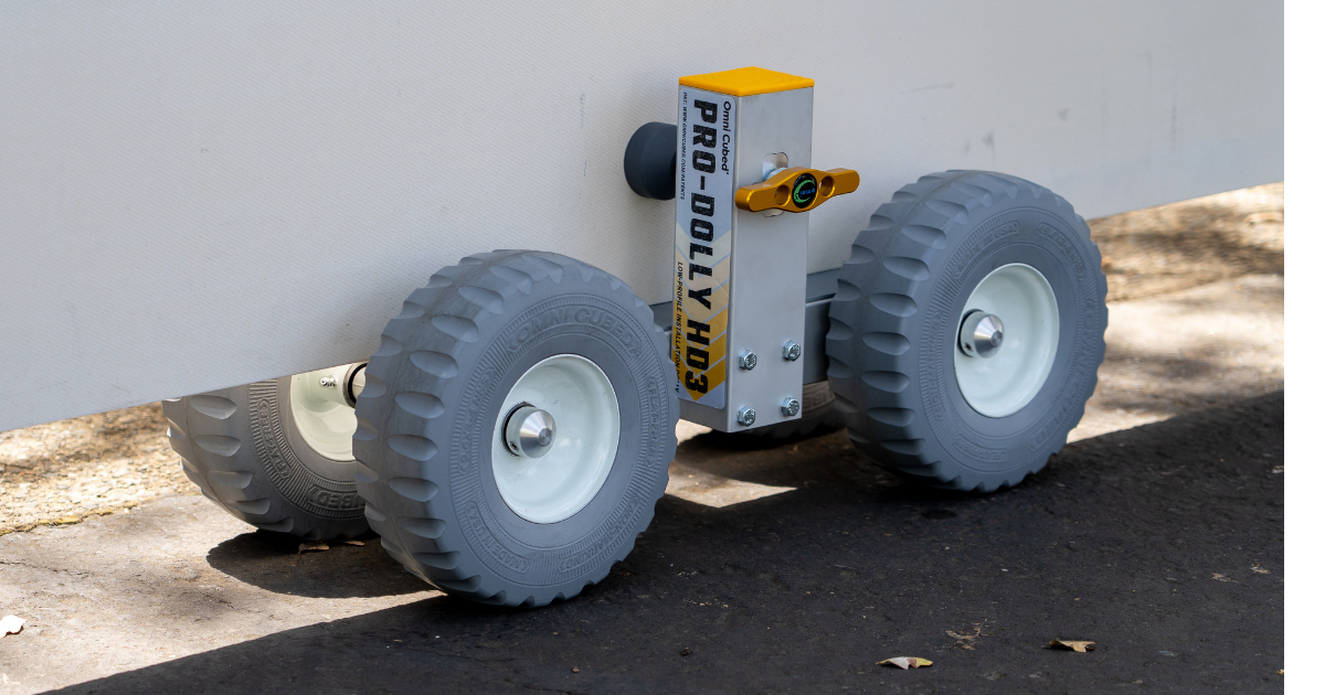 Omni Cubed Pro Dolly HD3 Close up view with material loaded