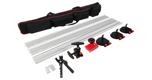 Pearl Cutting System with all equipment included - carry bag, 3 guide rails, scoring slider, suction cups, breaker, and break nipper 
