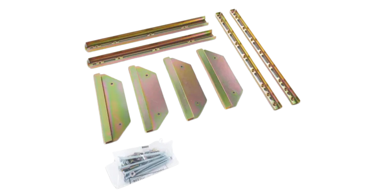 2 Inner & 2  Outer metal Channels, bag of screws, nuts and bolts, 4 metal side plates
all parts of the sink setter PW-99-P