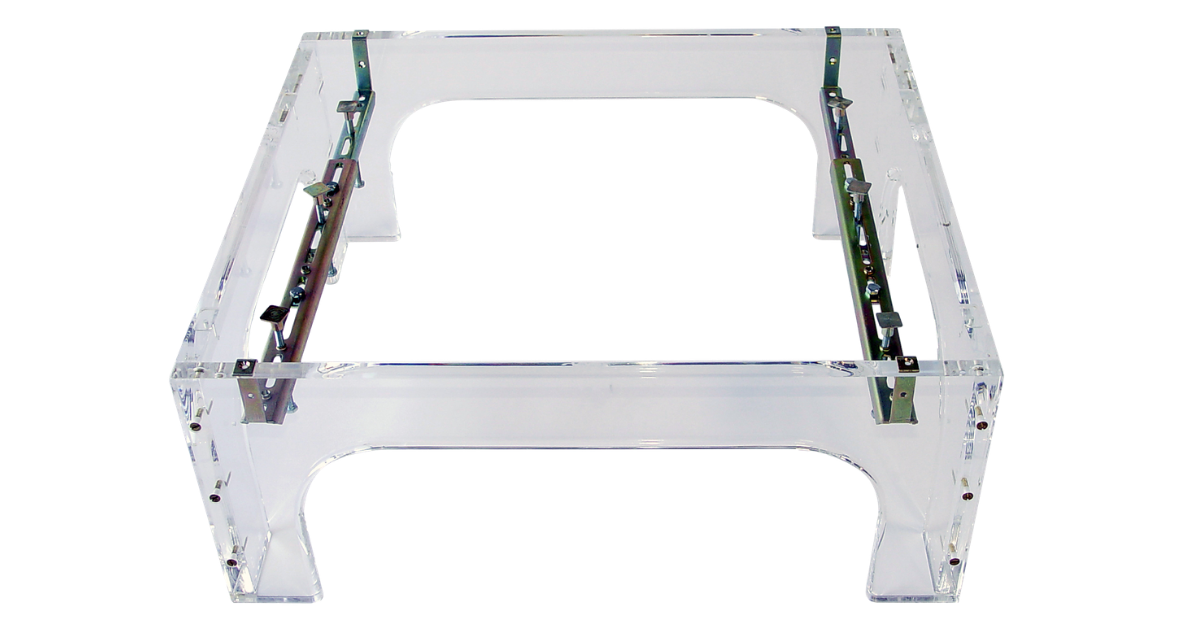 Sink Setter PW-99 adjustable  metal brackets shown in Acrylic base for visibility