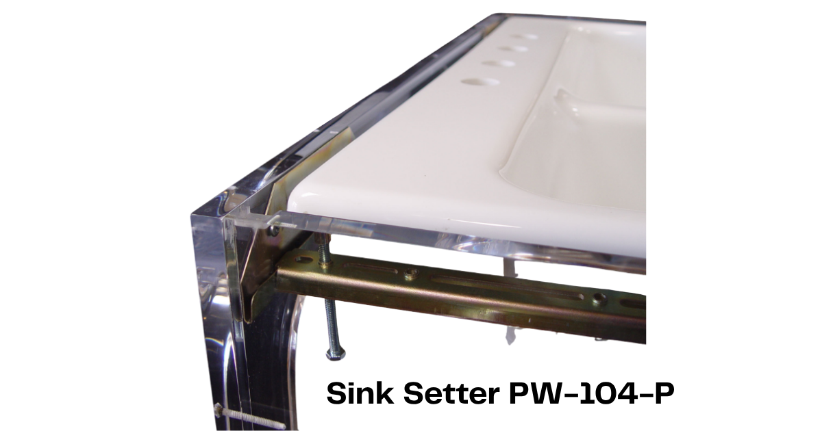 Sink Setter Undermount Sink Installation Kit - PW-104-P close up of corner  with sink shown