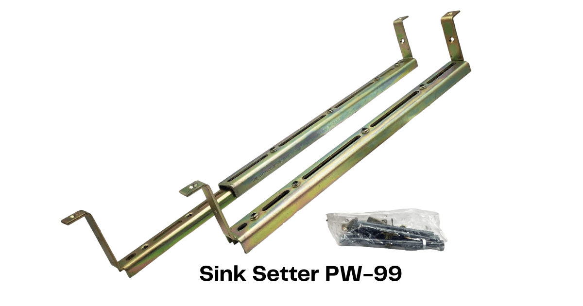 Sink Setter Undermount Sink Installation Kit - PW-99 2 Gold metal Adjustable rails and a bag screw and tools for installing