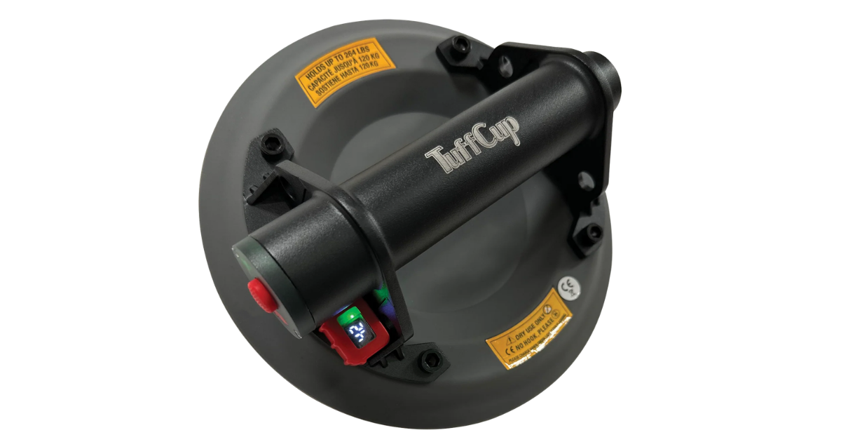 angled view  of top TuffCup Titan 8" LED Battery Powered Vacuum Cup 