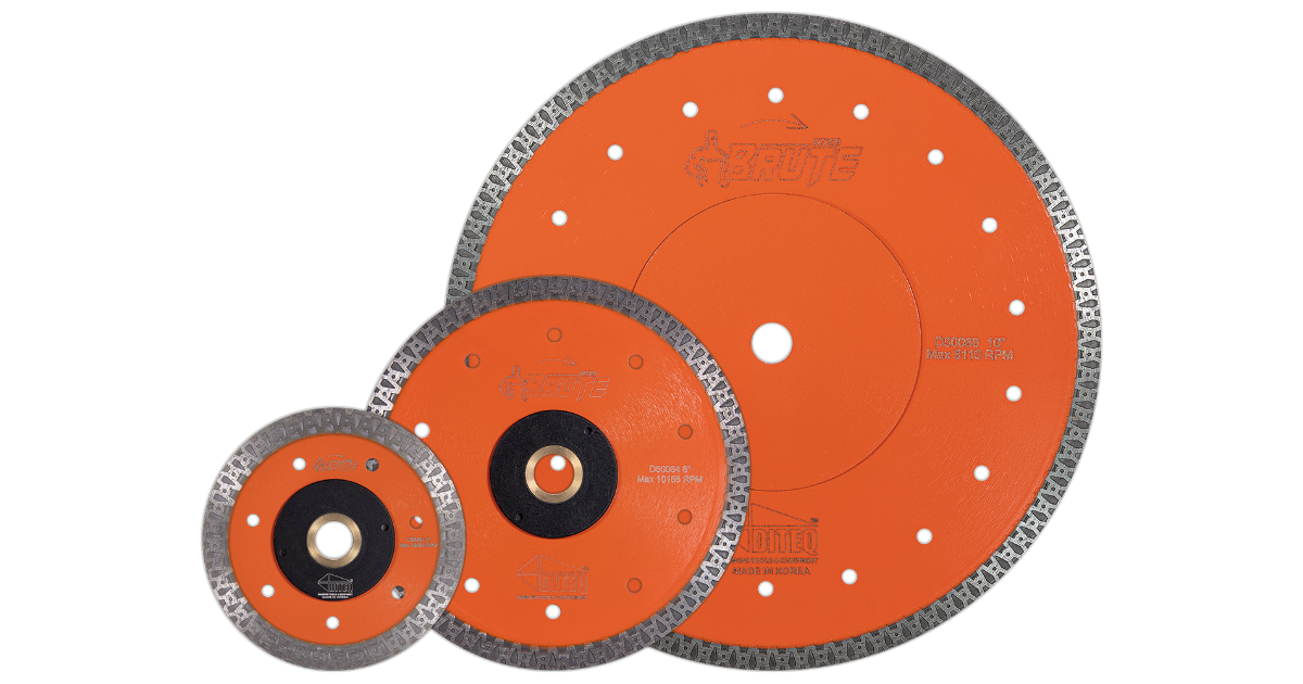 The Diteq Brute Raised Hub Turbo Blade S-42, with its fast cutting mesh style turbo rim, can be used for masonry and tile and is capable of cutting the hardest materials without chipping.