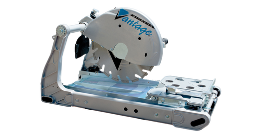 The Diamond Vantage MDE350 is a dry masonry saw that has a 14 inch blade and a 3 horsepower motor. It can be used for cutting brick, block, and other general purpose applications. 