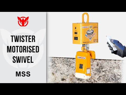 Video of the Aardwolf Motorized Swivel Shackle in action, lifting a slab of granite in combination with the lifter clamp, attached to a forklift boom.